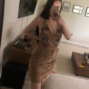 Velvet embroidered dress